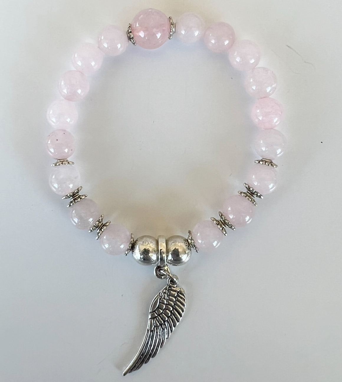 Rose Quartz Angel Wing Bracelet